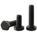 M12x1.75 x 35mm Hex Head Screws Bolts, 12.9 Grade Alloy Steel, Hexagon Head Bolts, Black Oxide Finish, Full Thread, Quantity 8