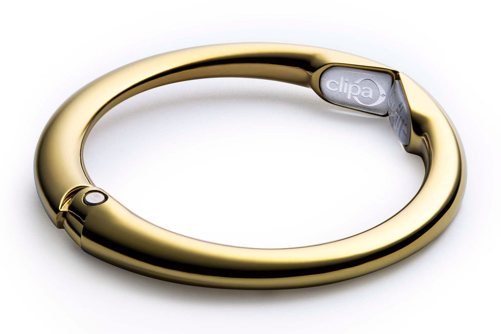Bag Hanger, Polished Gold PVD |The Ring that Opens into a Purse Hook