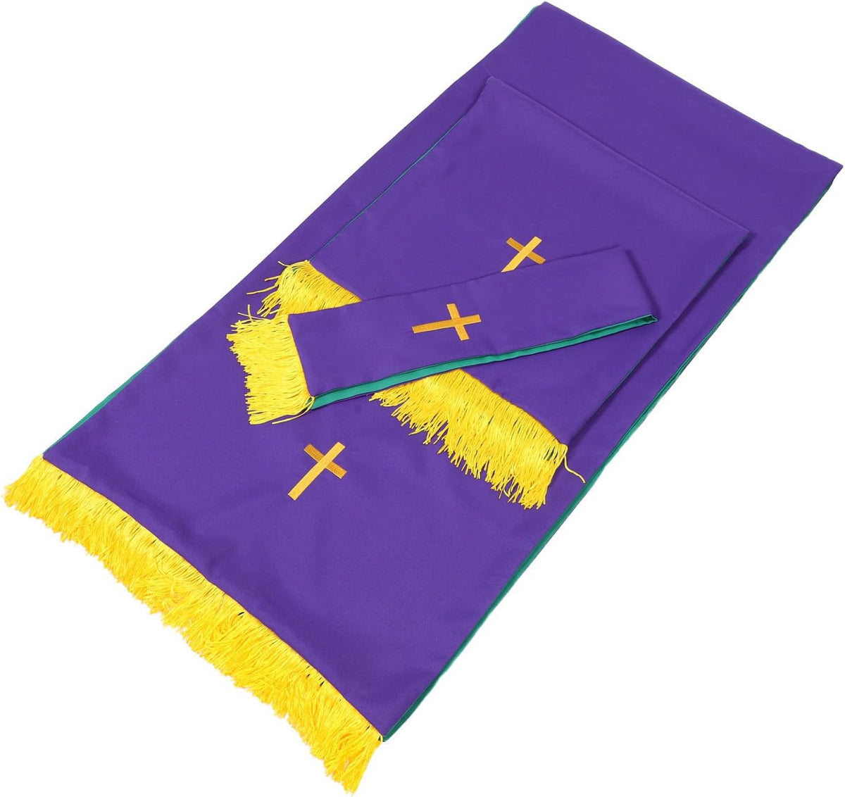 Reversible Parament Set Clergy Table Runner with Cross in Green