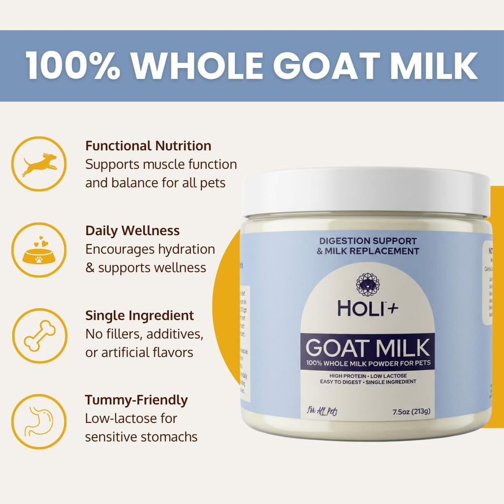 Goat Milk Powder - Dog Milk Replacer for Puppies, Adults, and Seniors. Whole Goat Milk Rich in MCTs for Activity