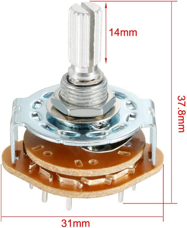 uxcell 2P6T 1Deck Band Channel Rotary Switch Selector with Plastic Knob