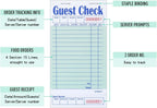 Guest Check Pads for Servers (Green-20 pads), 50 Sheets/Pad