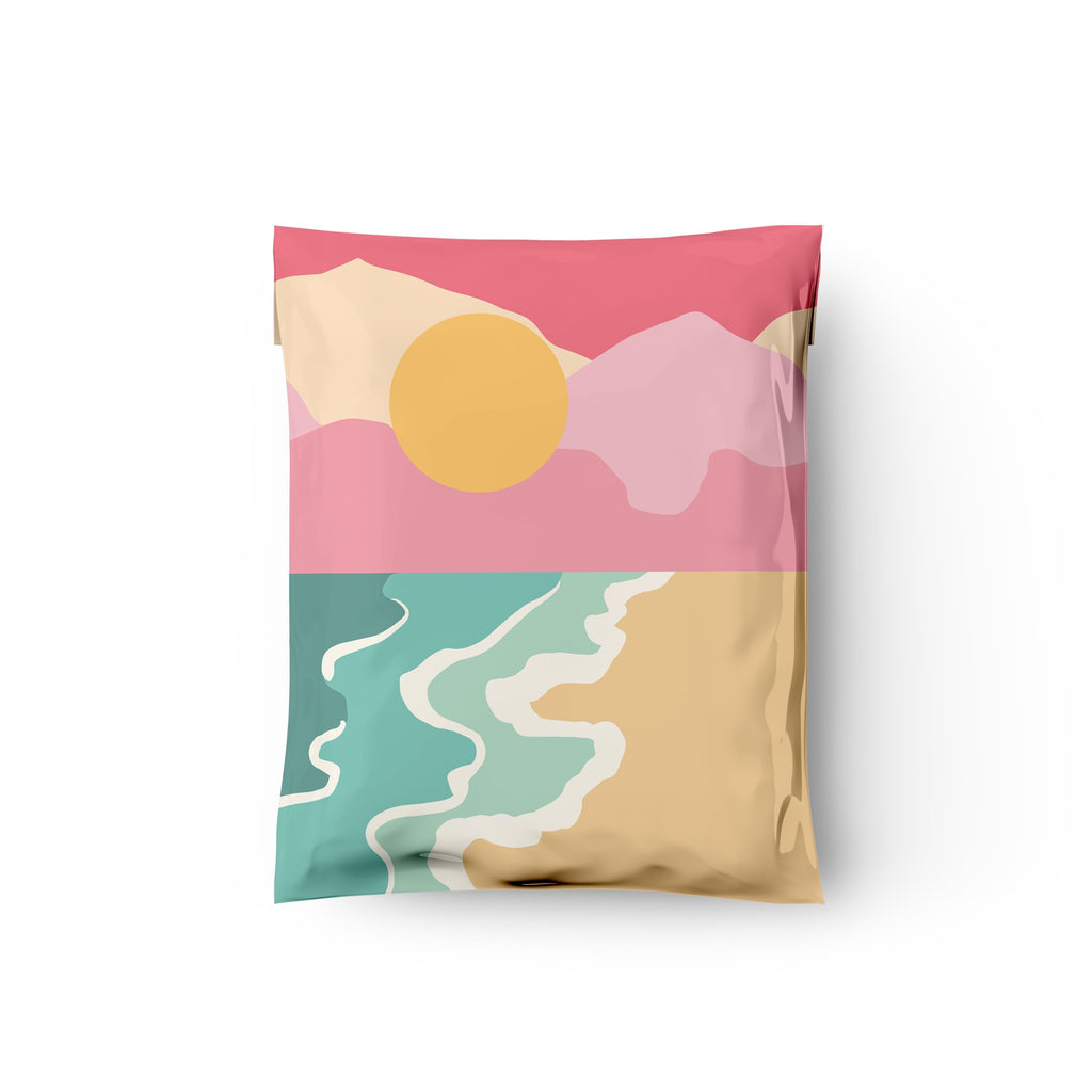 10x13 (100) Beach Sunset Designer Poly Mailers Waterproof Self Sealing Tear Resistant Polymailers Shipping Envelopes