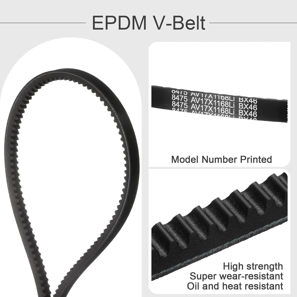 uxcell 2 Pcs BX46 EPDM V-Belt, Raw Edge Cogged Industrial Rubber V Belt 0.67" Width x 46" Inside Circumference