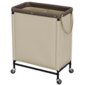 2 Section Laundry Hamper, 100L Tan Sorter Cart with Wheels