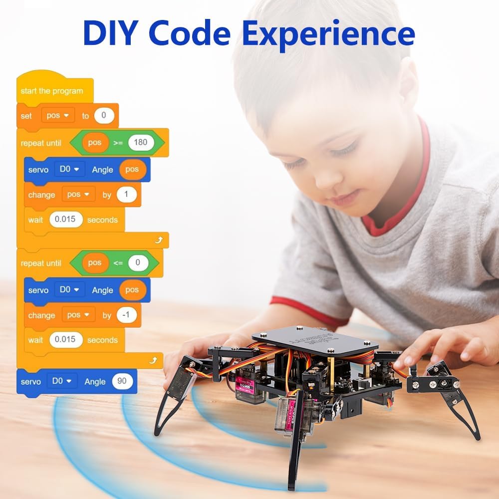 STEM Robotics Science Kits for Adults, ESP8266 Spider Robot Building Kit, App Remote Control, Walking Crawling Fun