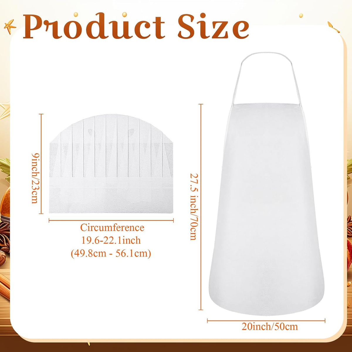 Disposable Non Woven Apron Chef Hat Set for Adult