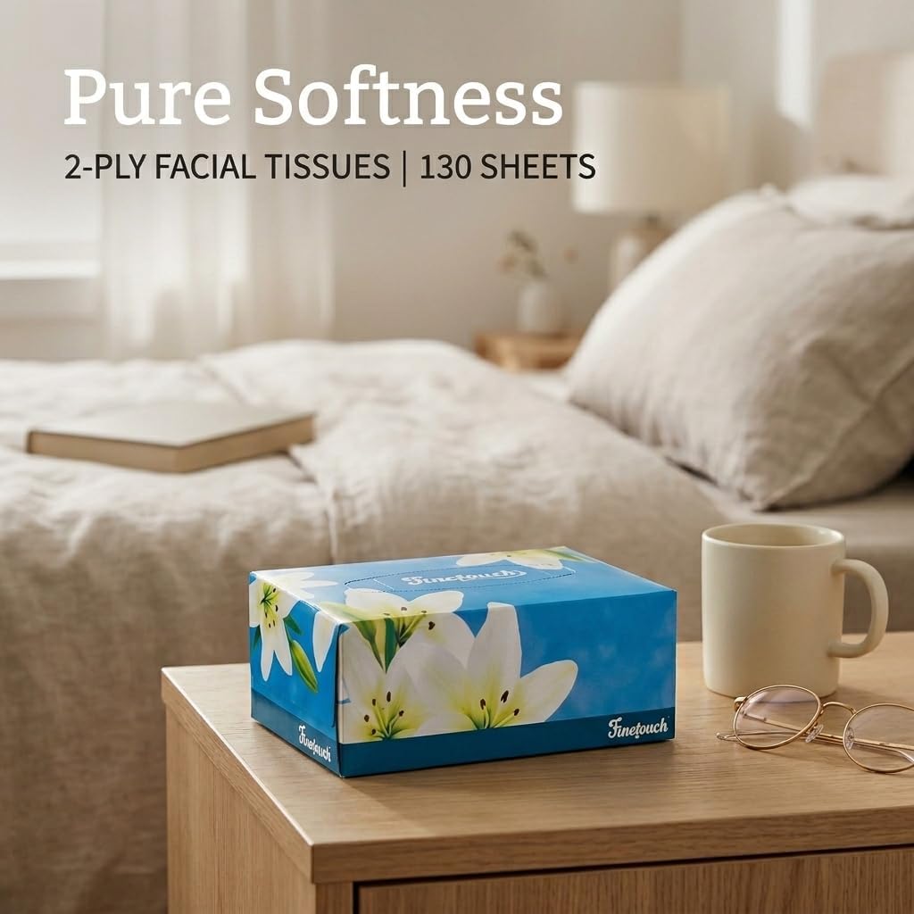 Facial Tissues Boxes Bulk, Soft 2-Ply, 130 Sheets, 6 Pack