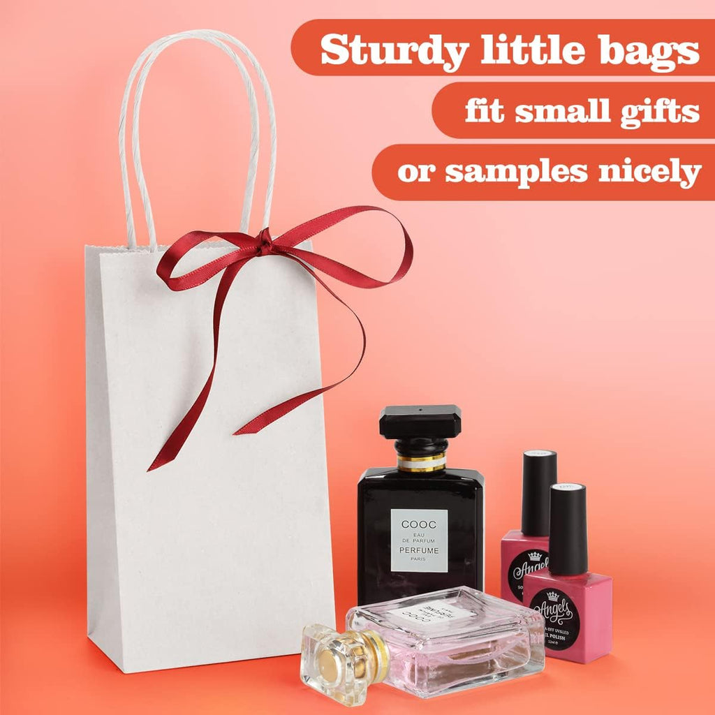 Small Paper Gift Bags with Handles White 50 Pack 3.5x2.4x6.7 Inch