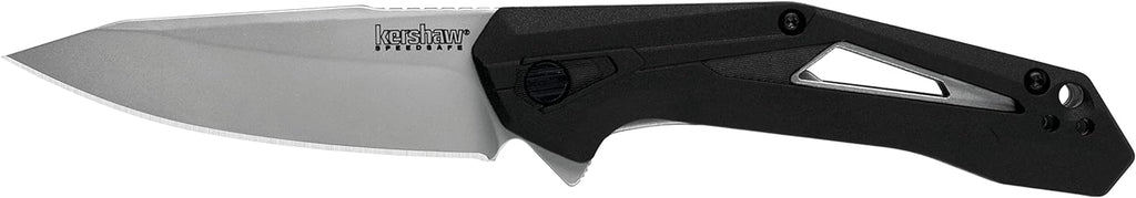 Airlock Pocket Knife, Black, 3 Inch Drop Point Blade | EDC with Assisted Opening, Reversible Pocketclip, Everyday