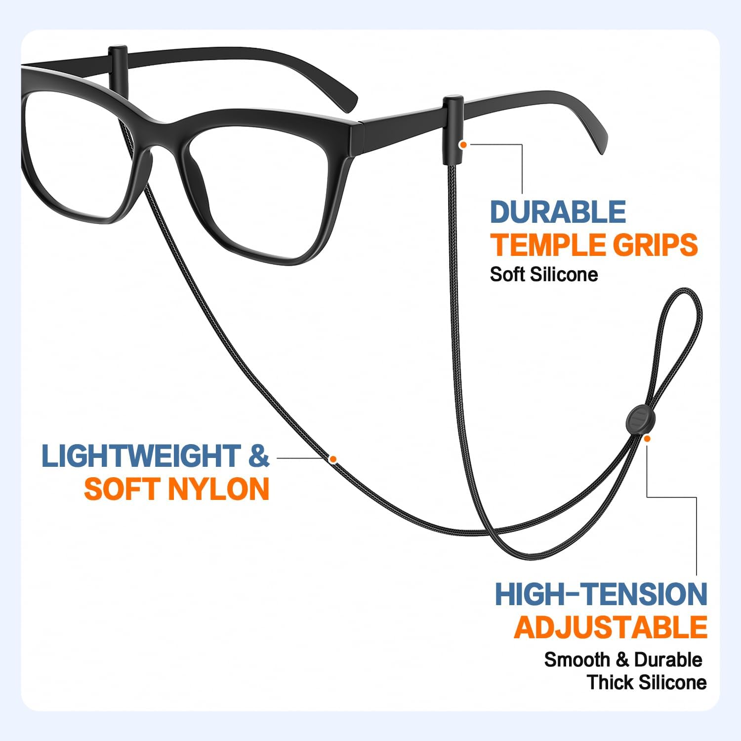 Glasses Strap 3Pcs, Adjustable Eyeglasses String Holder Strap Cord, Glasses Retainer for Sports, Eyeglass Holders