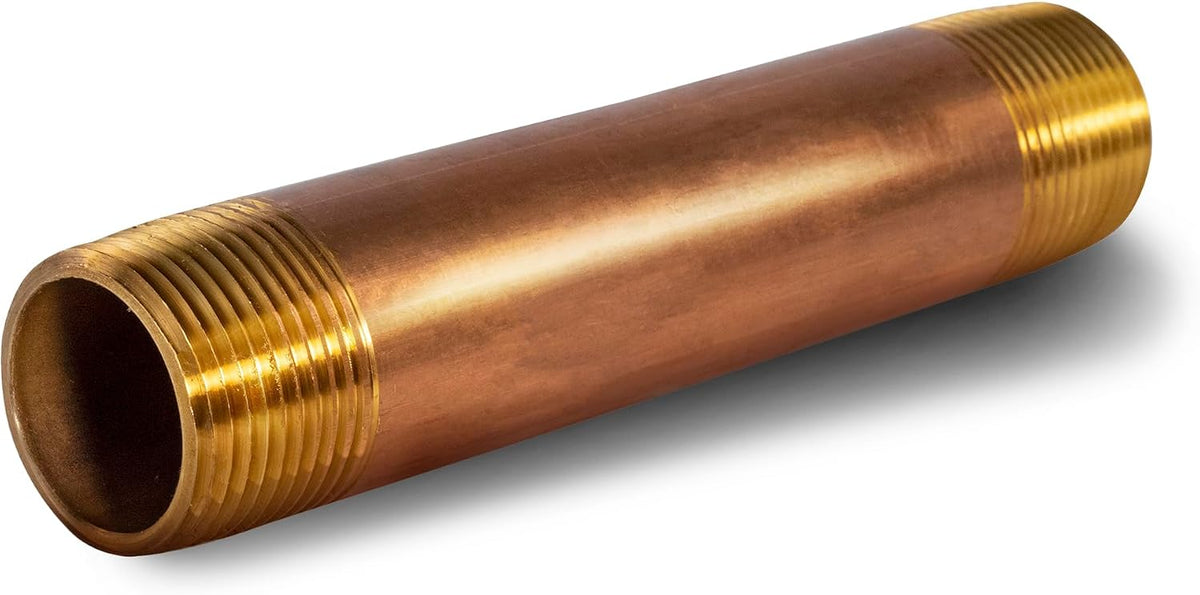 7" Long Brass Nipple Pipe Fitting with 1/2" Nominal Diameter and NPT Ends