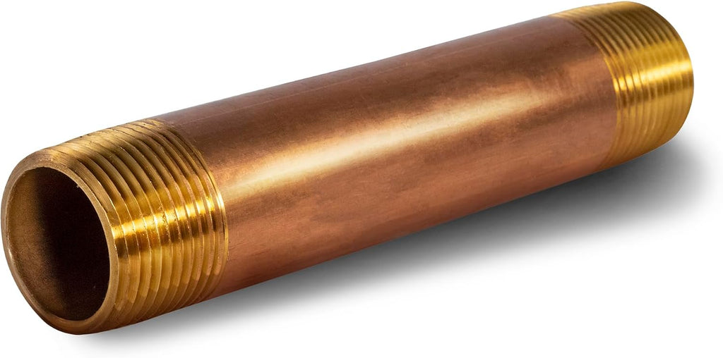 Everflow Supplies NPBR1260 6" Long Brass Nipple Pipe Fitting with 1/2" Nominal Diameter and NPT Ends