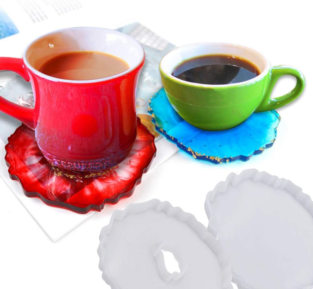 8Pcs Coaster Silicone Epoxy Resin Molds, Irregular Geode Coaster Resin Molds for DIY Crafts, Home Decoration, Making
