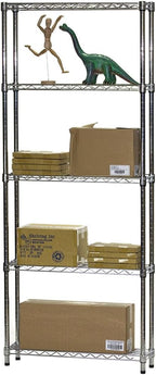 Shelving Inc. 8" d x 30" w x 96" h Chrome Wire Shelving with 5 Tier Shelves