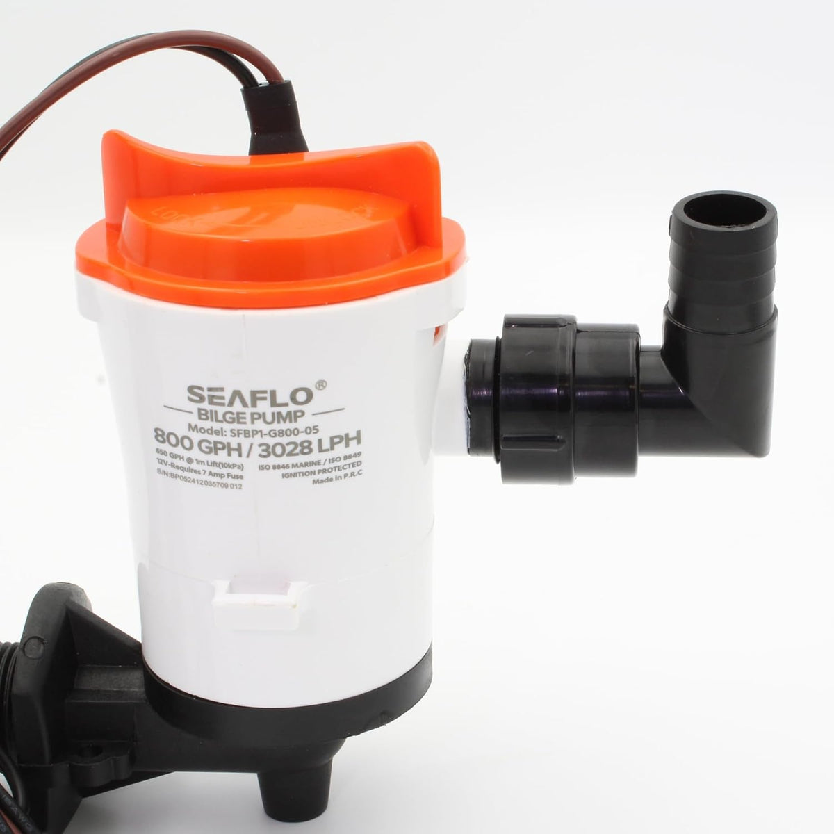 SEAFLO Universal Livewell/Bilge Pump Angled 3/4" Fitting Marine Plastic (1-Pack)