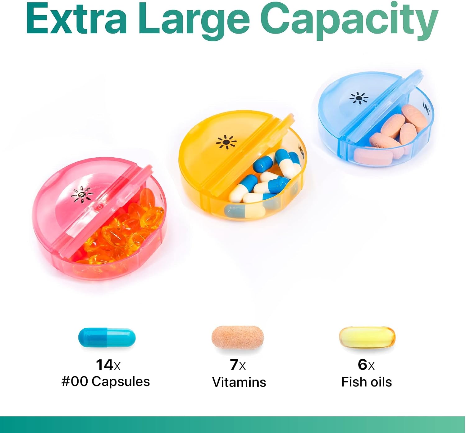 Large Weekly Pill Organizer 2 Times a Day, Daily Pill Box 7 Day Easy to Open, Double Protection Medicine Case for