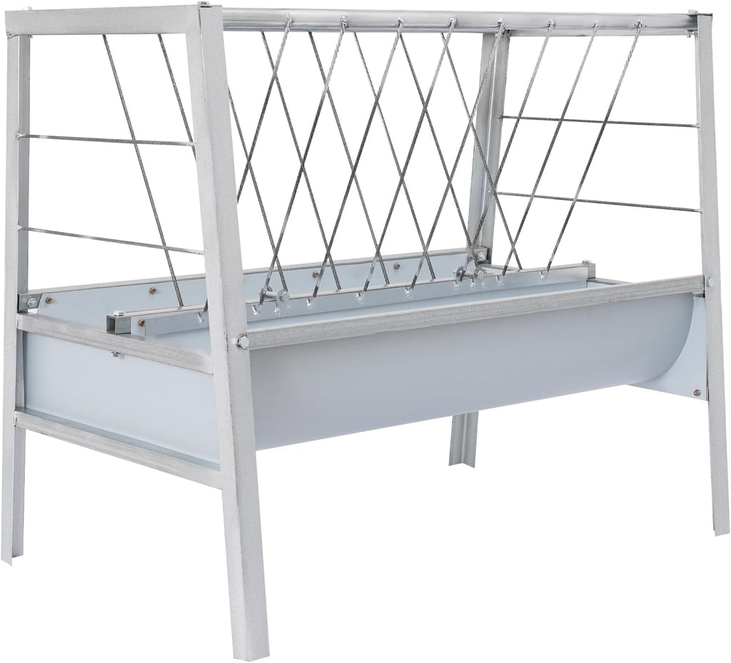 Hay Feeder 53 Gal, 2-in-1 Livestock Hay Rack and Grain Trough, Heavy-Duty Hay Grain Livestock Feeder with Dual