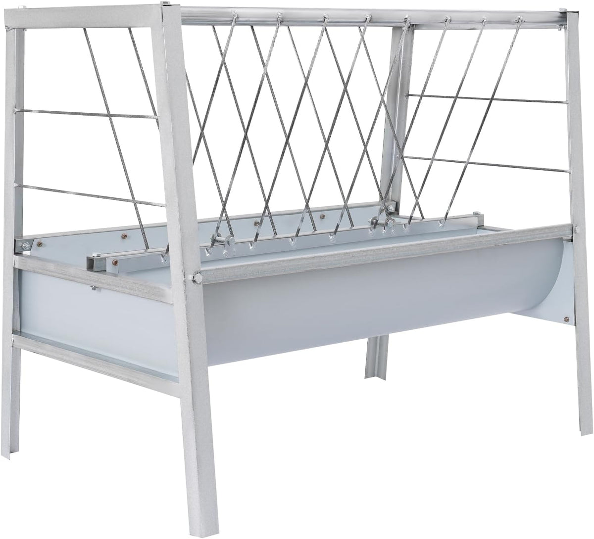 Hay Feeder 53 Gal, 2-in-1 Livestock Hay Rack and Grain Trough, Heavy-Duty Hay Grain Livestock Feeder with Dual