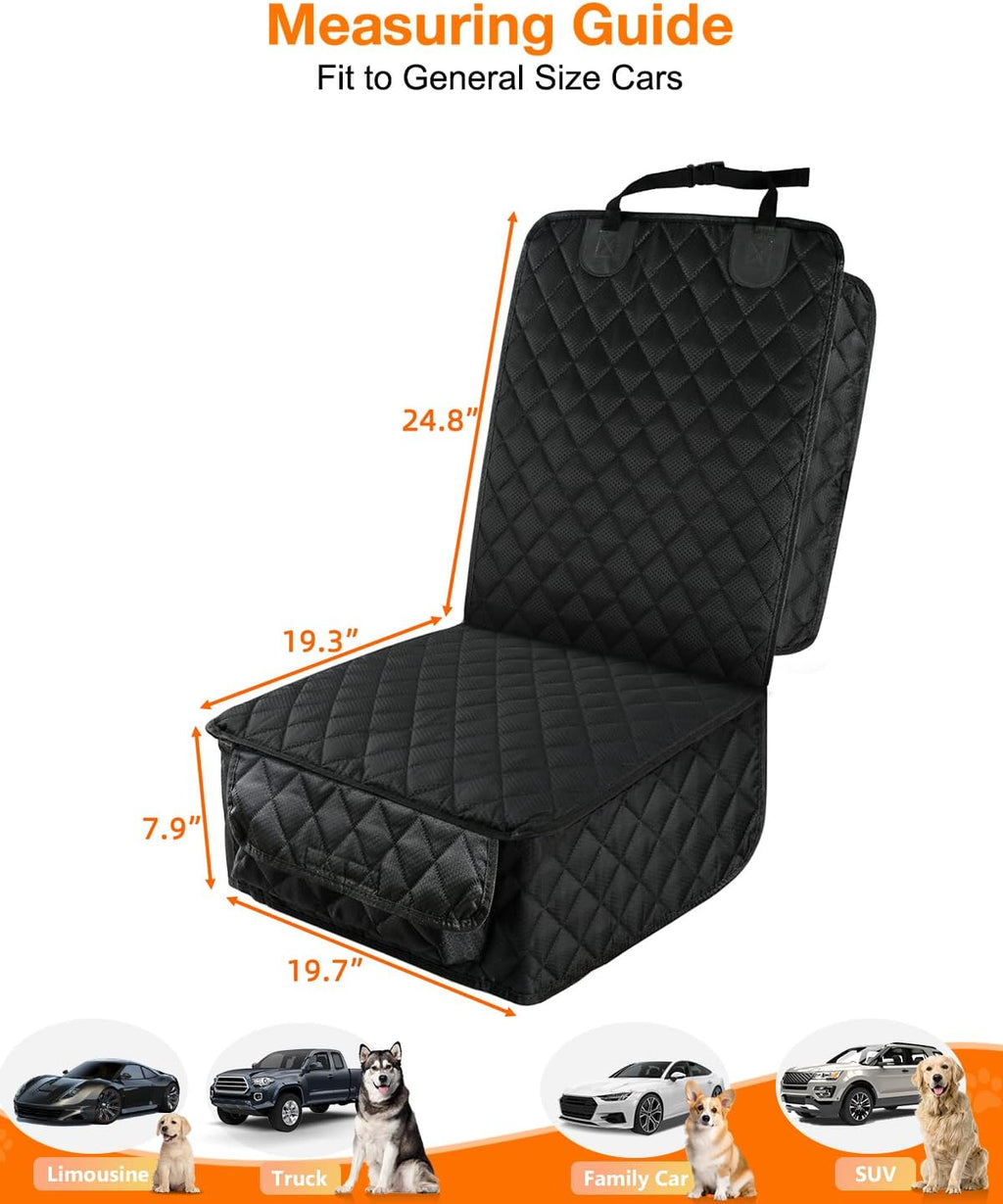 Waterproof Front Seat Car Cover 2 Pack, Full Protection Dog Car Seat Cover with Side Flaps, Nonslip Scratchproof