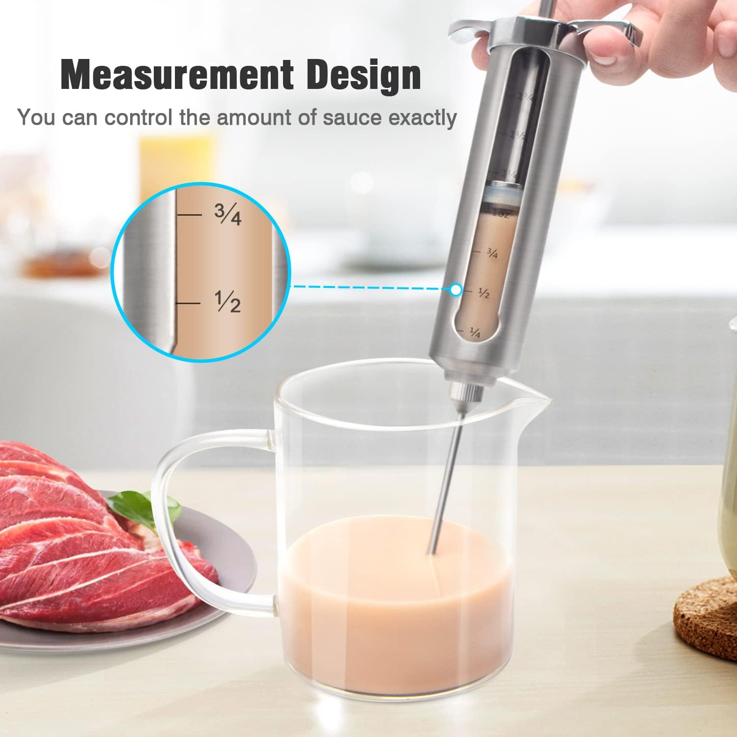Meat Injector Kit for Smoker with 3 Marinade Flavor BBQ Injector Syringe Needles, Injector Marinades for Meats