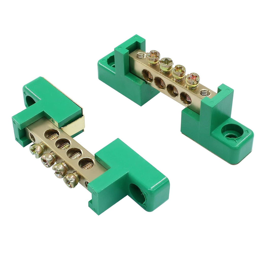Bonsicoky 2 Pack Brass Terminal Bus Bar 4 Positions