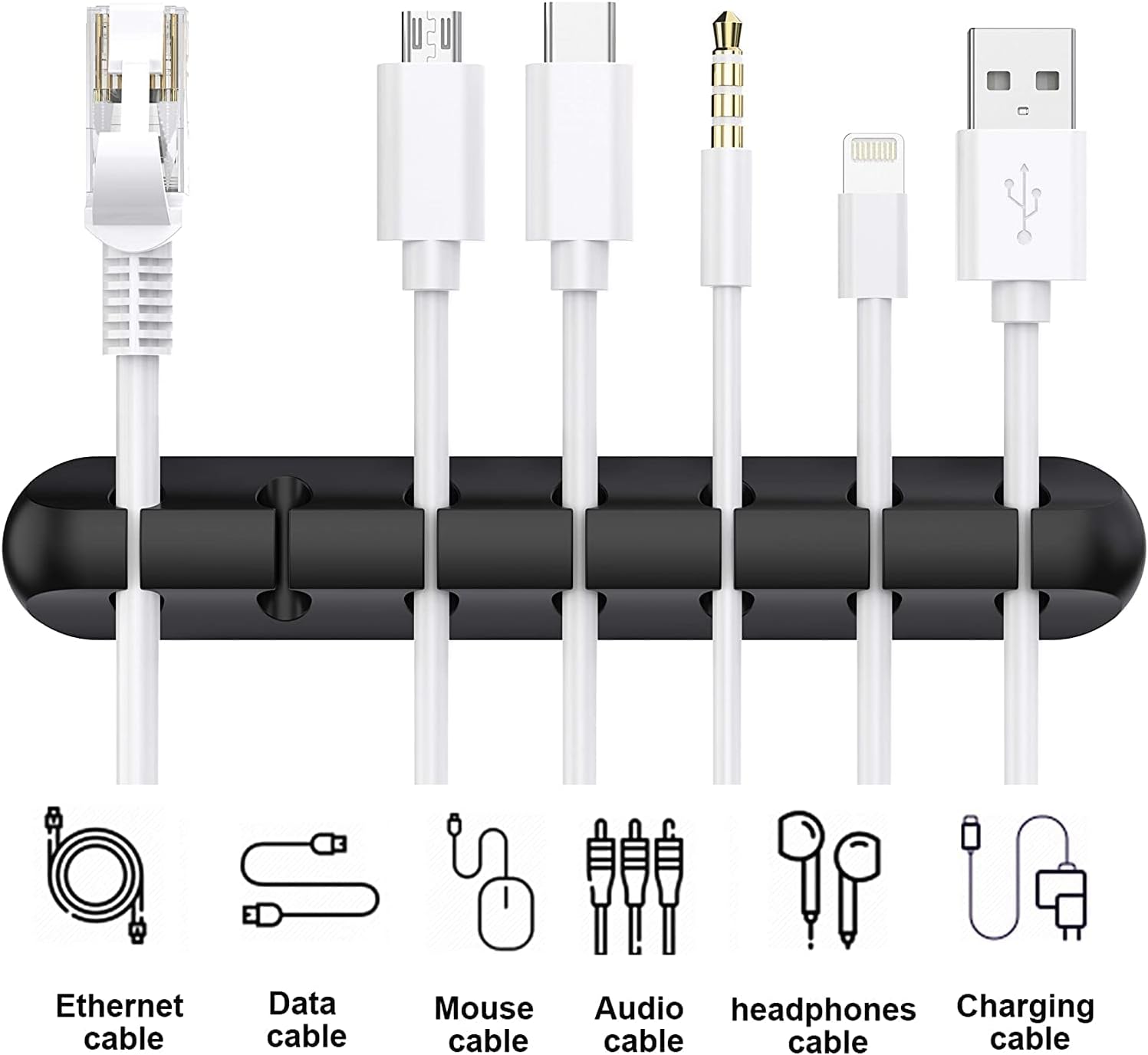 Cable Holder Clips, 3-Pack Cable Management Cord Organizer Clips Silicone Self Adhesive for Desktop USB Charging
