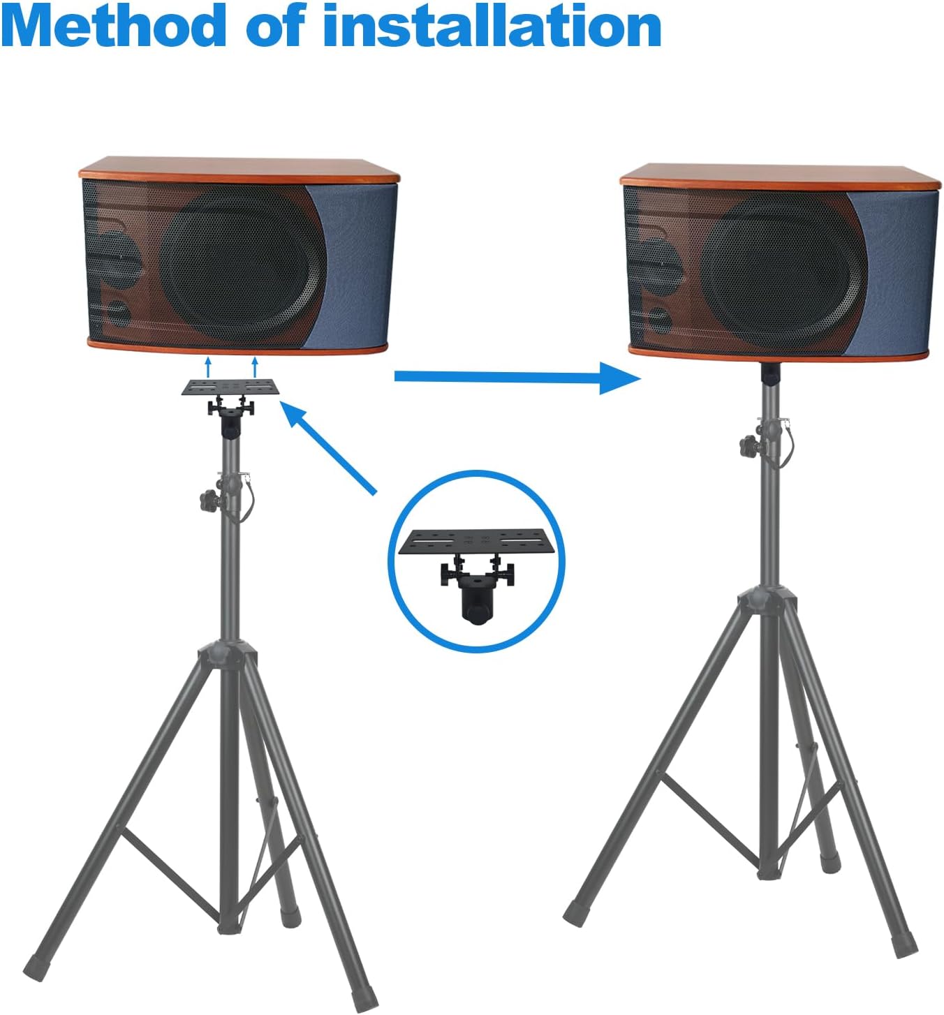 Speaker Stand Adapter, Adjustable Angle，Holds up to 110lbs,2 Packs | Adjustable All Metal 35mm Speaker Adapter Top