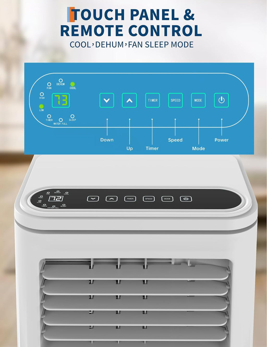 8,000 BTU AC Unit, 3-in-1 Portable Air Conditioner with Cooling, Dehumidifier & Fan for Rooms up to 350 sq.ft, Remote