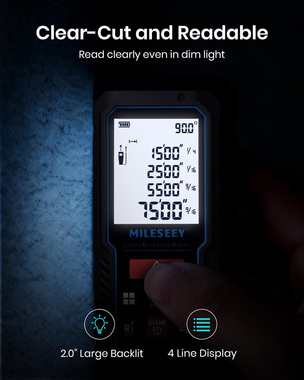 Laser Measure Device, MiLESEEY 229ft Digital Laser Tape Measure with Upgrade Electronic Angle Sensor, 2mm Accuracy