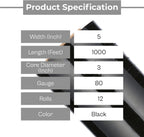 Black Stretch Wrap, 12 Pack, 5 Inch, 1000 Feet/Roll