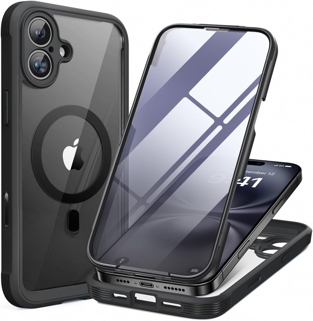 for iPhone 16 Case 6.1'', Full-Body Bumper Phone case with Built-in Full Glass Screen &Camera Control,No