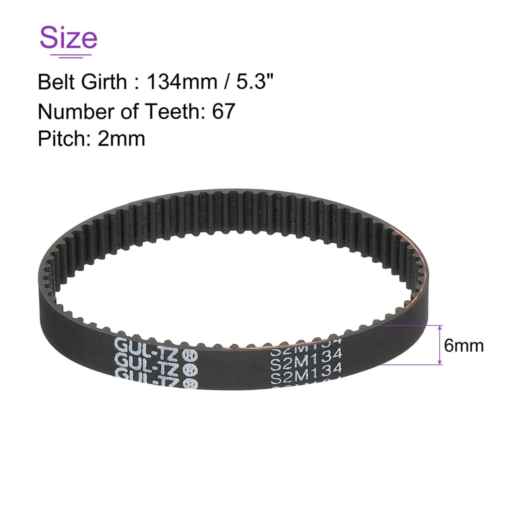 DMiotech 1 Pack S2M-134 67 Teeth 6mm Width Rubber Timing Belt, Synchronous Wheel Closed Loop for 3D Printer