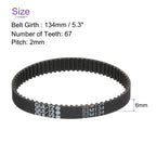 DMiotech 1 Pack S2M-134 67 Teeth 6mm Width Rubber Timing Belt, Synchronous Wheel Closed Loop for 3D Printer