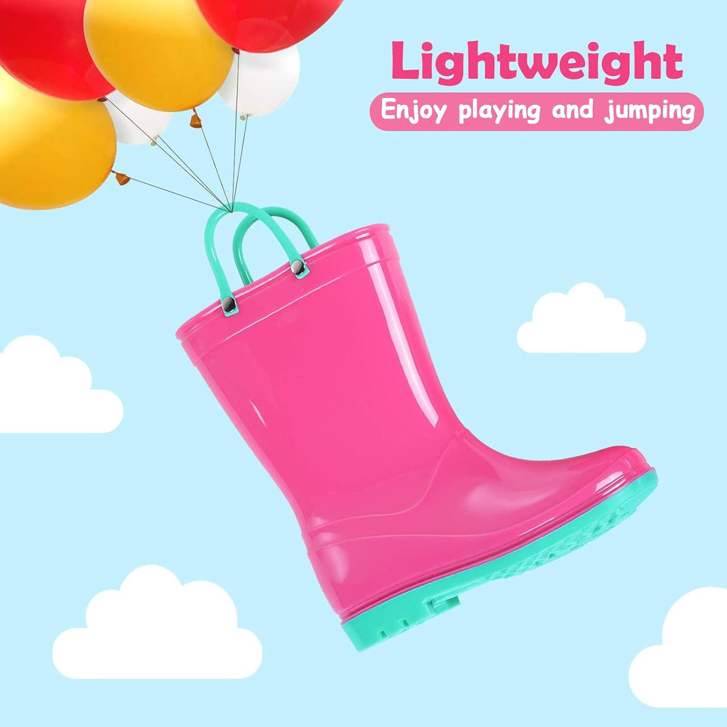 Kids Rain Boots for Boys Girls Waterproof Toddler Rain Boots with Easy-On Handles