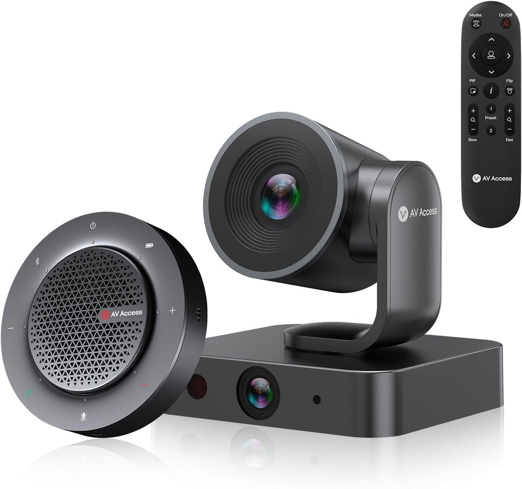 All-in-One Conference System: 4K Dual Lens Webcam + Bluetooth Speakerphone | AI Framing & Presenter Tracking PTZ