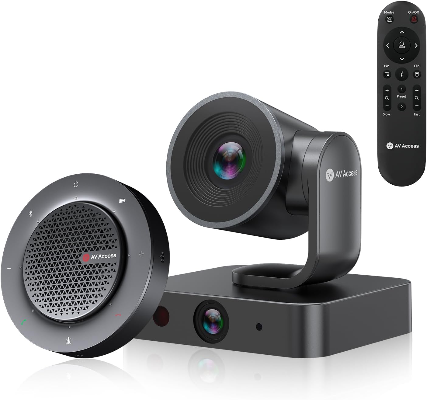 All-in-One Conference System: 4K Dual Lens Webcam + Bluetooth Speakerphone | AI Framing & Presenter Tracking PTZ