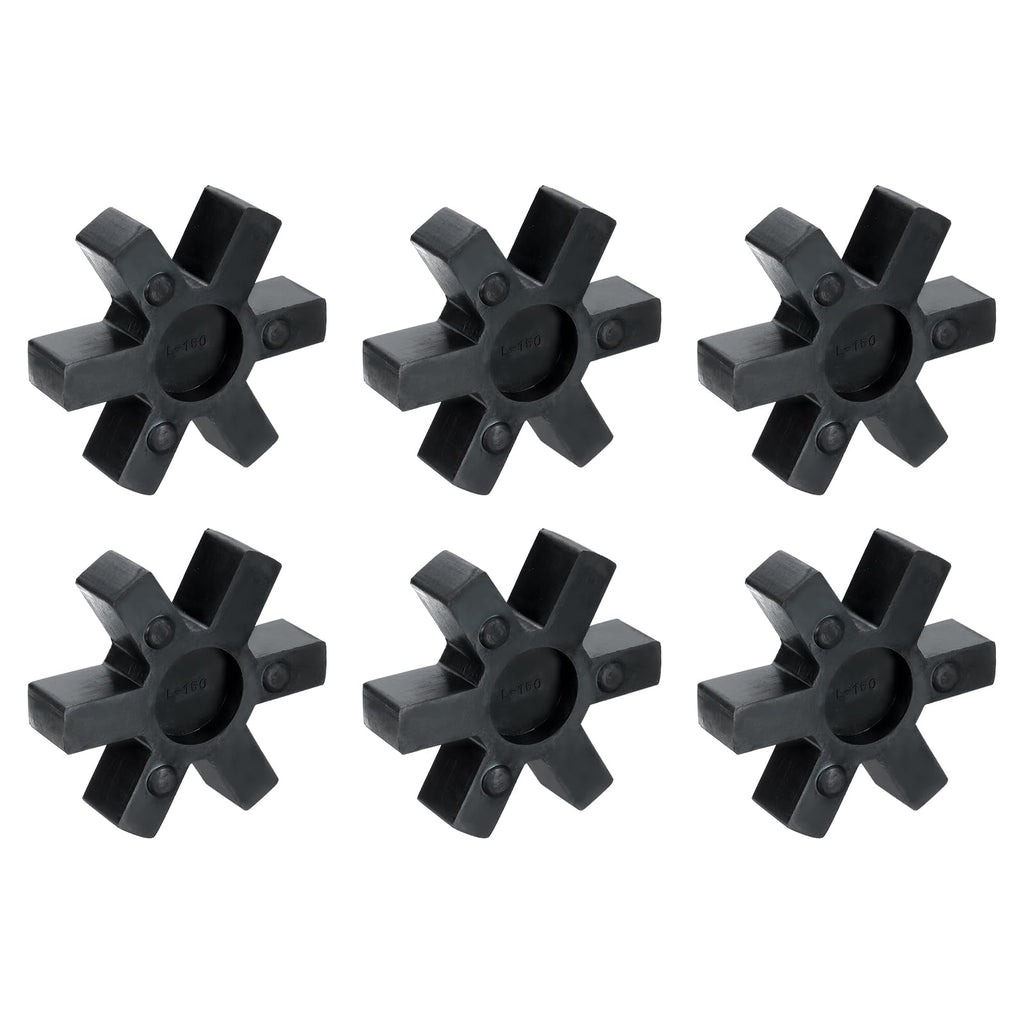 uxcell 6pcs L150 Jaw Coupling Insert, Flexible Solid Type NBR Rubber Jaw Coupling Center Inserts for L Jaw Coupling L-Jaw Coupler Set, Black