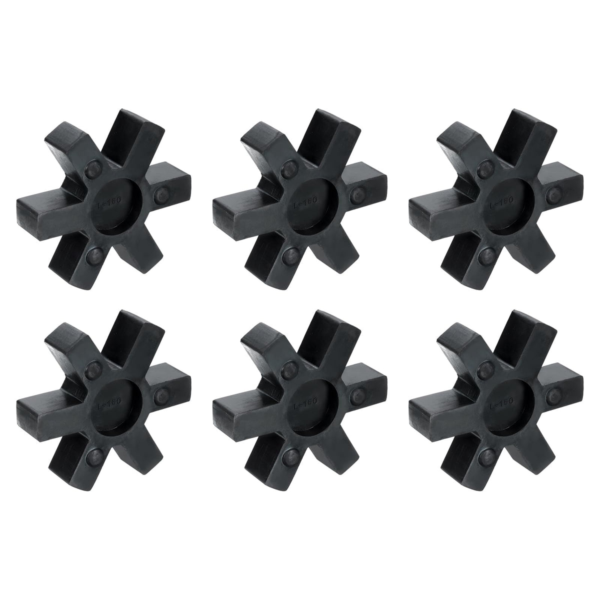 uxcell 6pcs L150 Jaw Coupling Insert, Flexible Solid Type NBR Rubber Jaw Coupling Center Inserts for L Jaw Coupling L-Jaw Coupler Set, Black