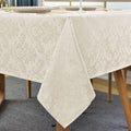Jacquard Tablecloth Rectangle 60 x 102 Inch Beige Spill Proof