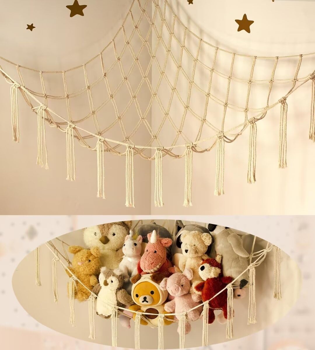 Stuffed Animal Storage Hammock or Net Corner - Large Toy Hammock Net for Stuffed Animals Room Decor - Cute Stuff