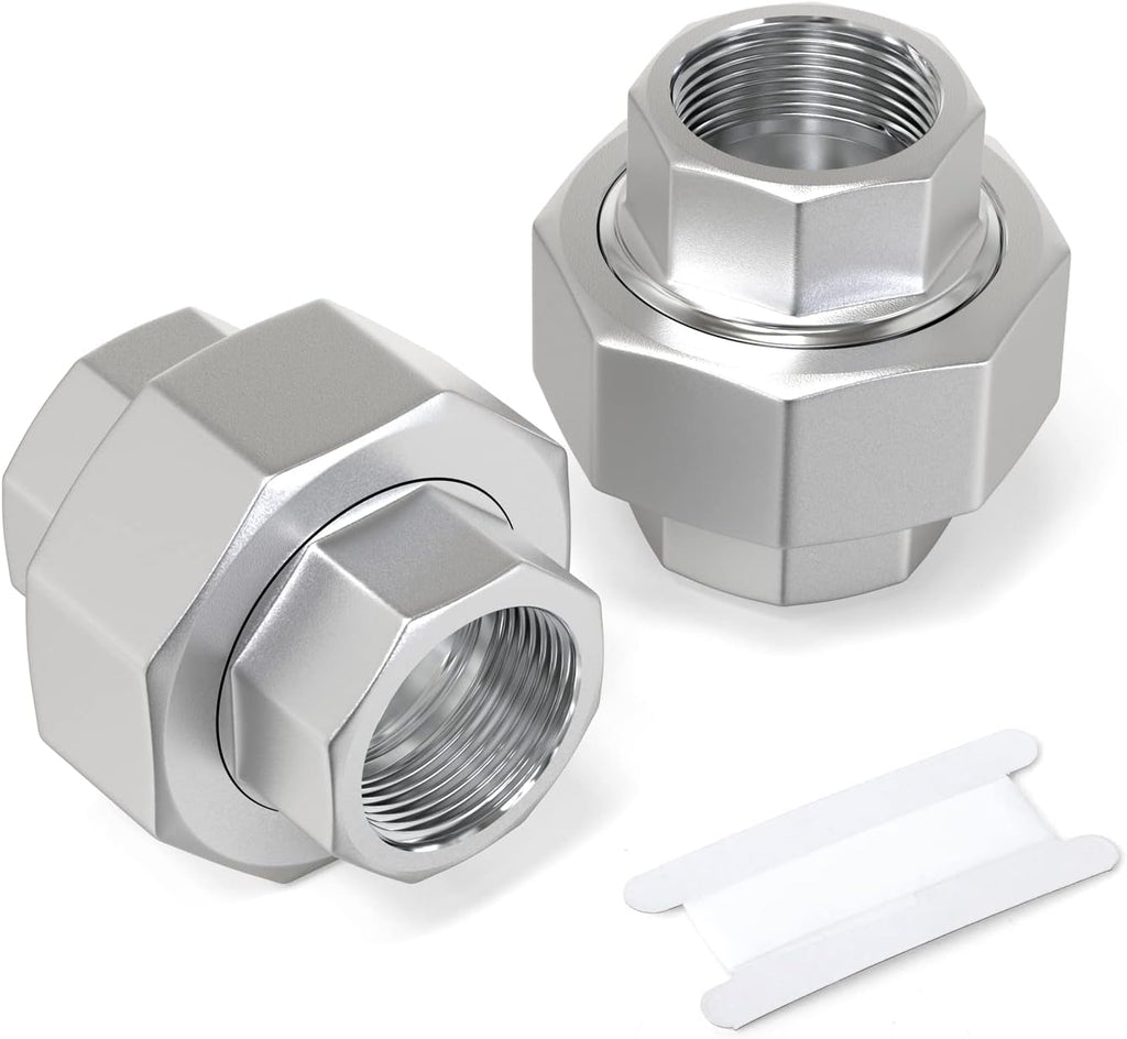 TAISHER 2PCS 304 Stainless Steel Union, 1" NPT Female Cast Pipe Fitting