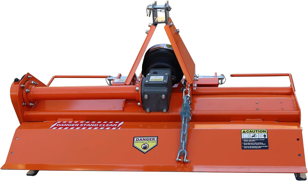 37in Wide Carbon Steel 3-Point Rotary Tiller Attachment Fits Cat 1 Tractors, Replaceable L-Shaped Tines, 5in Depth