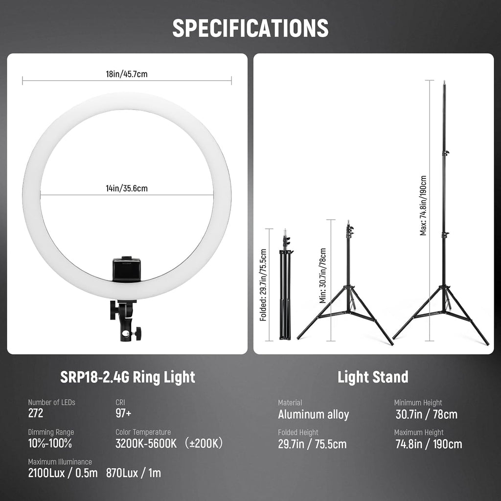 Advanced 18" LED Ring Light with Tripod Stand Phone Holder