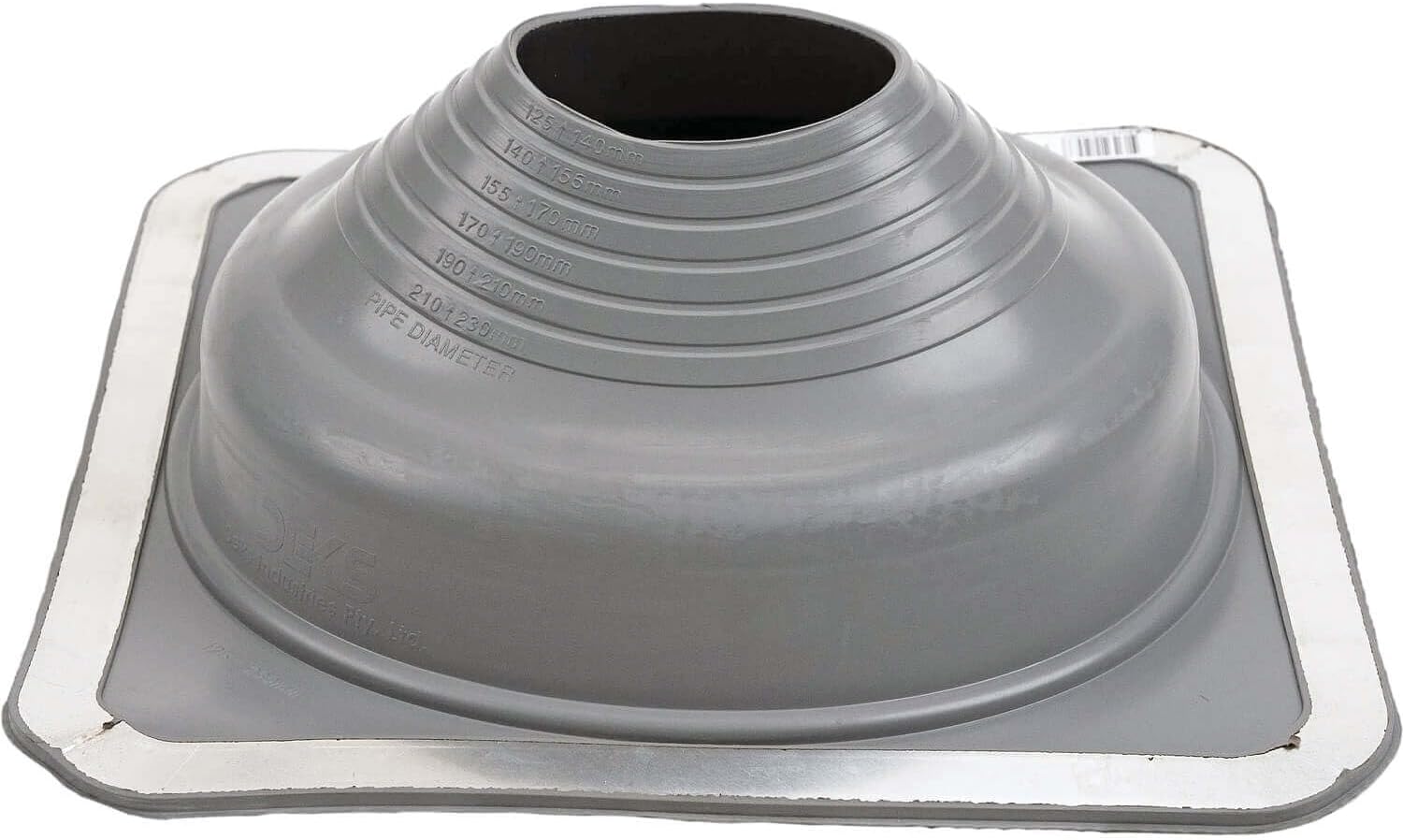 #6 (5" - 9") Square Gray EPDM Flexible Pipe Flashing, Roof Jack, Pipe Boot Flashing Dektite (DFE106G)