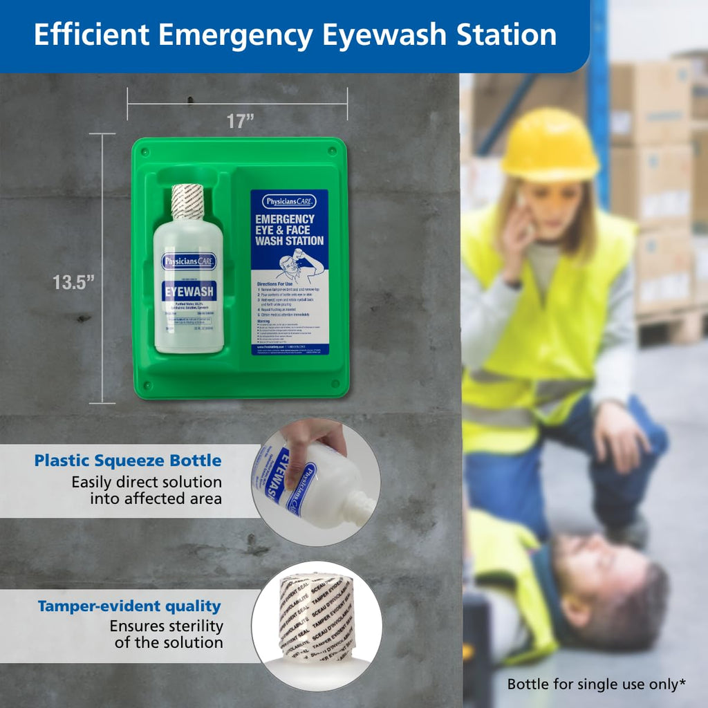 Wall-Mount Eyewash Station with 32 oz Bottle