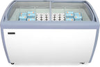12.7 Cu.Ft Commercial Ice Cream Freezer, 50" Chest Freezer Glass Top Display Case w/Removable Baskets Lockable Wheels