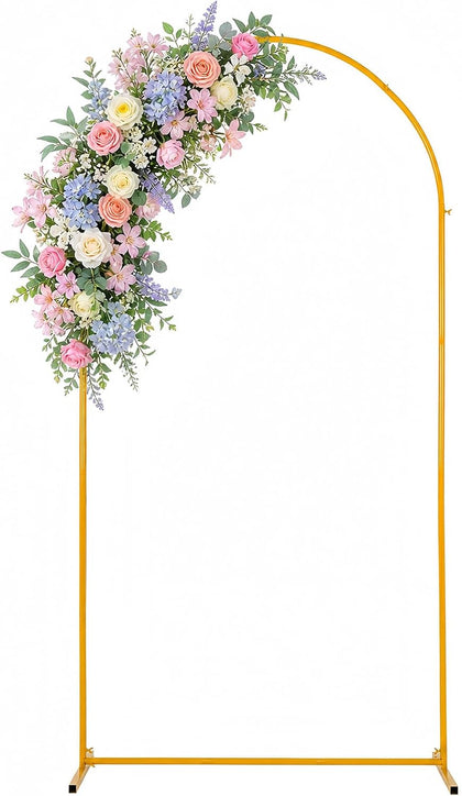 7.2FT Gold Arch Backdrop Stand, Metal Wedding Arch Frame for Ceremony, Balloon Arch Stand for Party, Birthday, Bridal