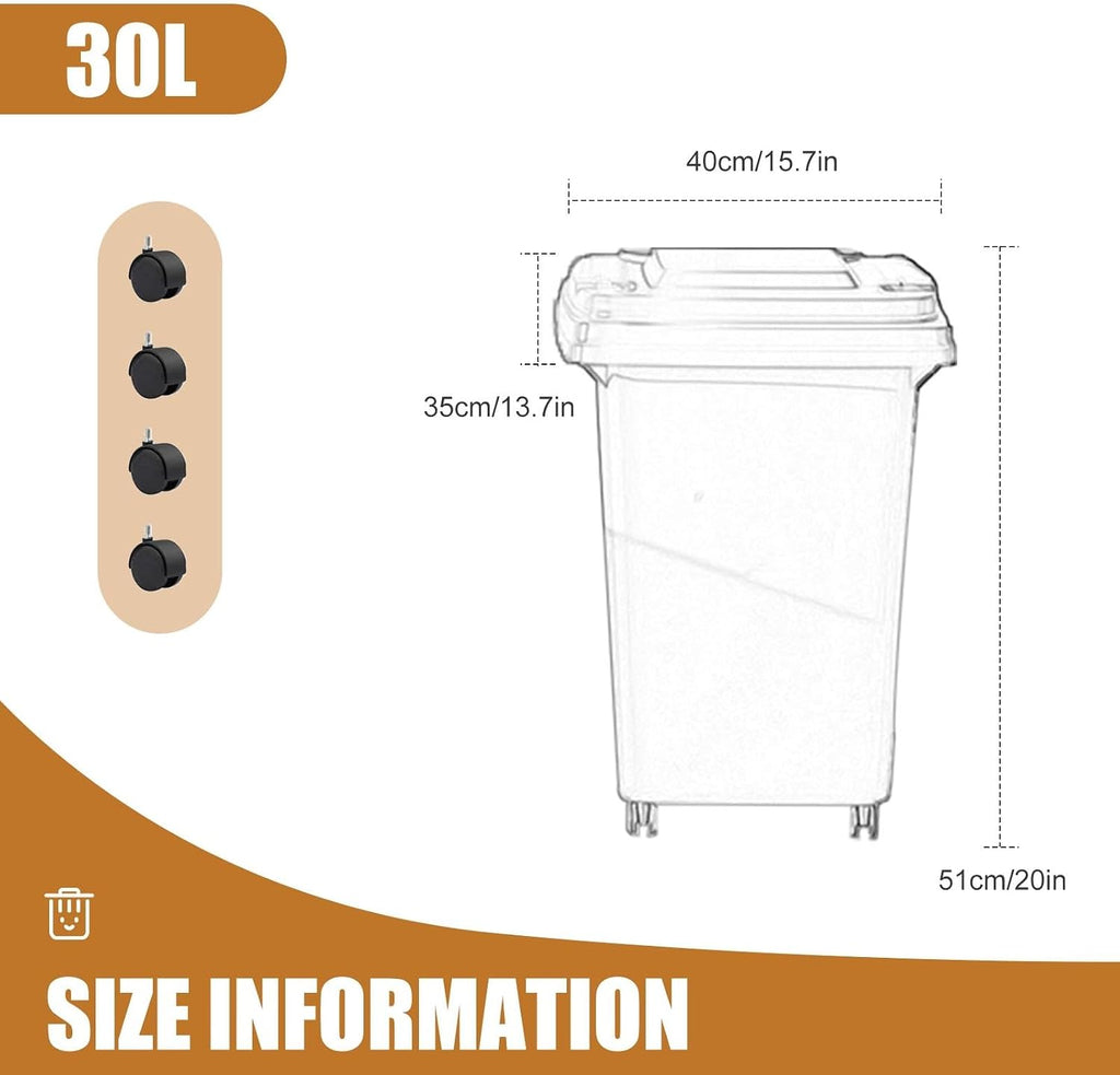 30L 50L 100L 120L 240L Outdoor Trash Can Wheeled Garbage Can with Lid, Residential Commercial Trash Can for Backyard