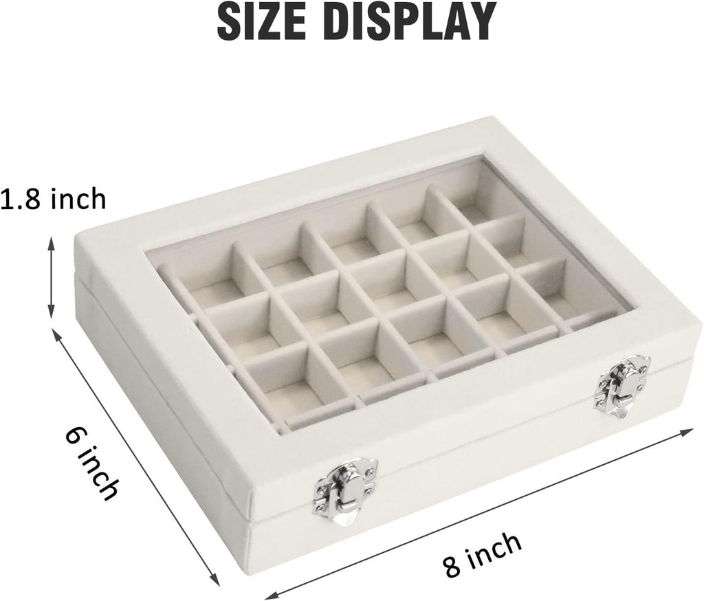 Velvet Jewelry Box 24 Grid Jewelry Ring Display Organizer Box Tray | Holder Earrings Storage Case for Girls Wife Mom